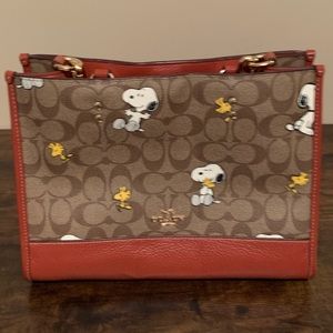 Coach X Peanuts Dempsey Carryall Signature Snoopy & Woodstock Bag